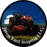 Jason Yard Scaping LLC logo featuring a red lawn mower on a green lawn.
